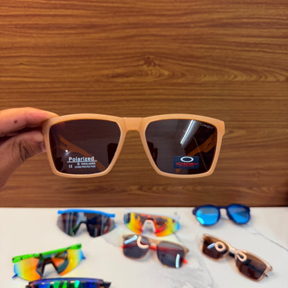 OAK. Sandstone Brown-Lens Rectangle Frame Light Weight Premium Sunglasses