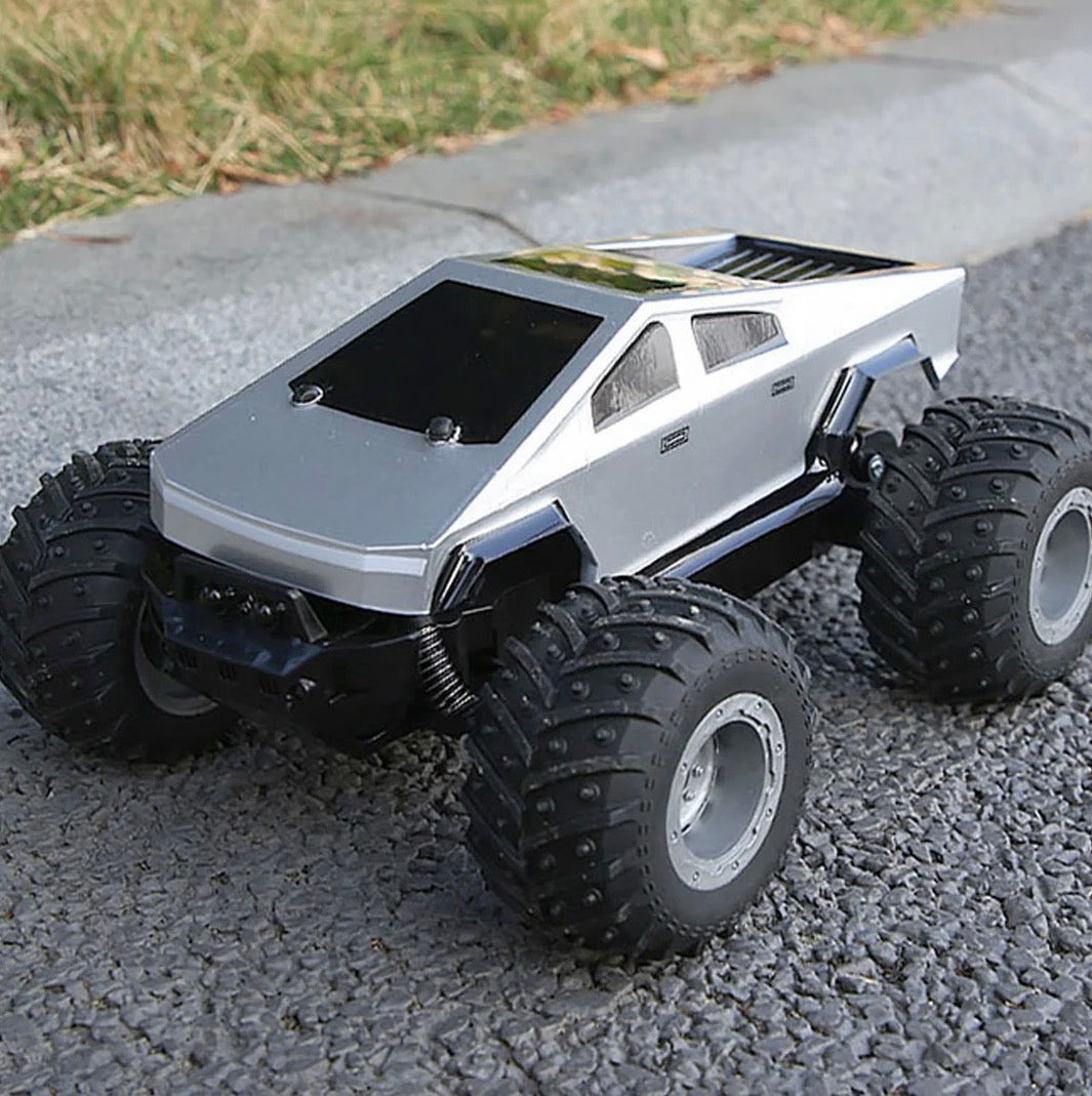 Cyber truck High Speed RC Car with Rechargeable Battery, LED Lights & Remote Controller Silver Colour