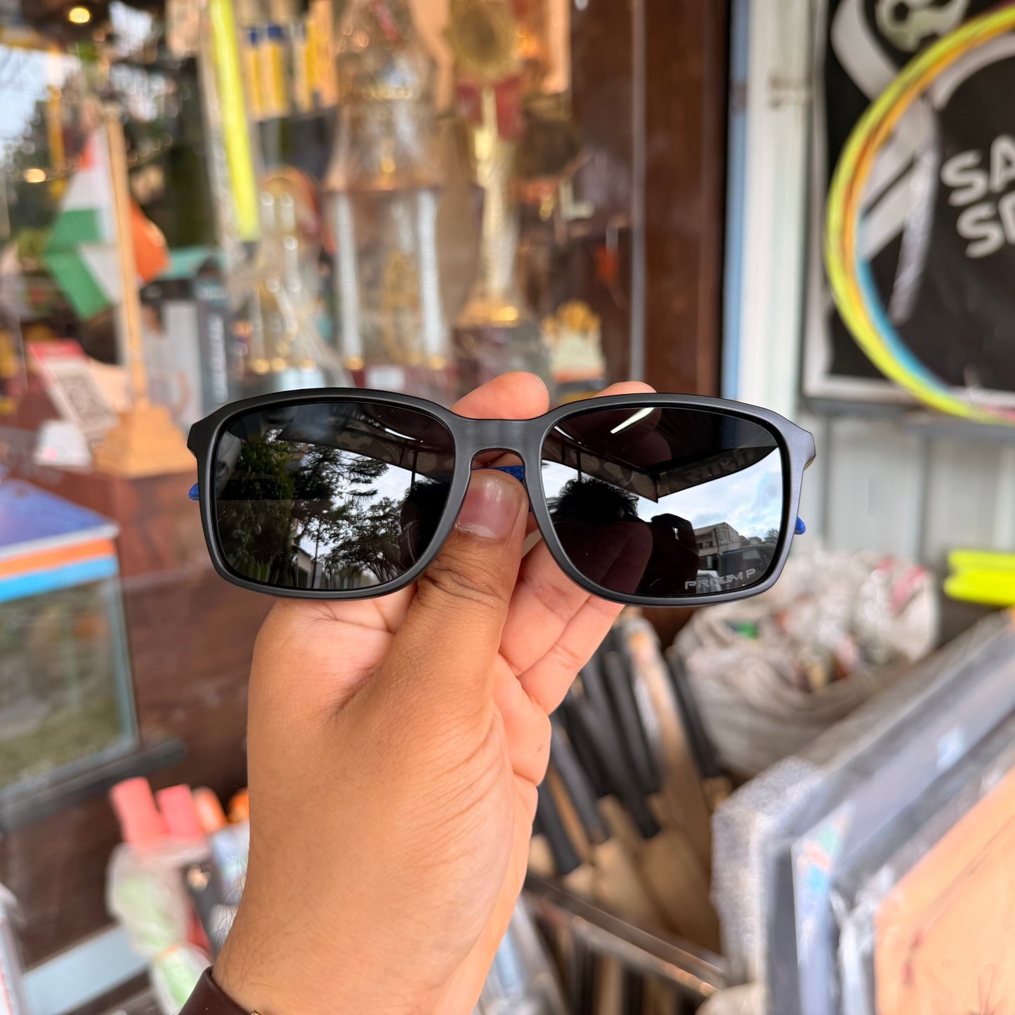 OAKLEY Black-Blue Rectangle Frame Light Weight Premium Sunglasses