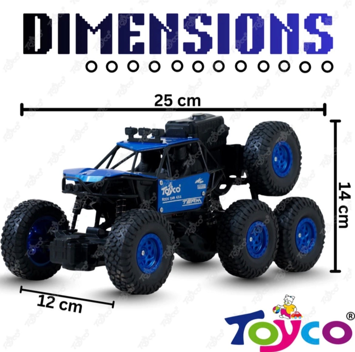 Hi-Speed Rechargeable Remote Control Rock Crawler Car Toy | 8 Tyres Monster Truck Rock Crawler | 50° Climbing RC Car 4x4 Off-Road Car Toy | Red | in-Built Battery
