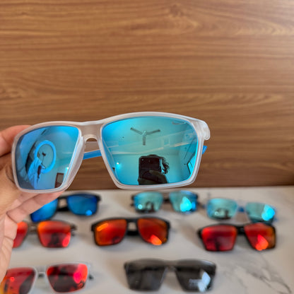 Nike Trans Blue Polarised Premium Rectangle Frame Sports Sunglass with Free Sunglasses Cover