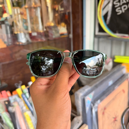 Adidas Trans Green Black Mercury Polarised Premium Rectangle Frame Sports Sunglass with Free Sunglasses Cover