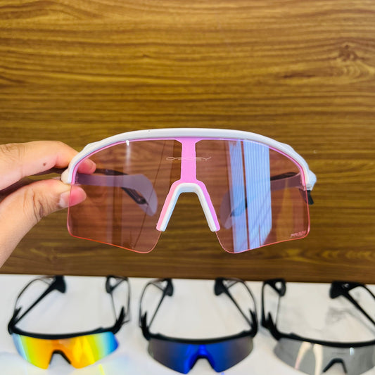 Stunt Wings White-Pink Prizm Lens Premium Sports Sunglasses  | Comes With New Hyper Grip Technology | Non Foldable Straps | Highly Stable | Latest Collection