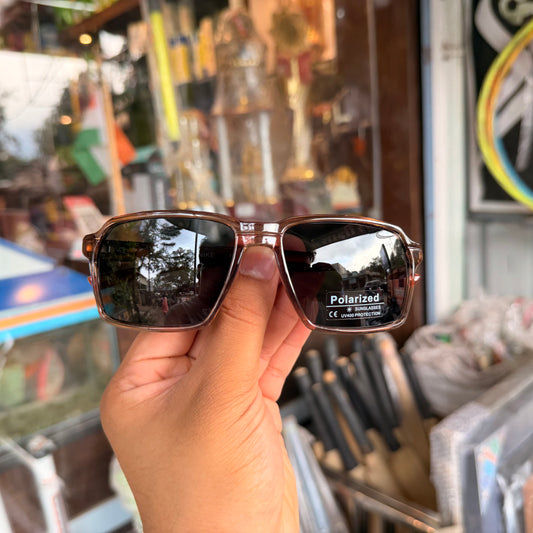 Nike Brown-Black Polarised Premium Rectangle Frame Sports Sunglass with Free Sunglasses Cover