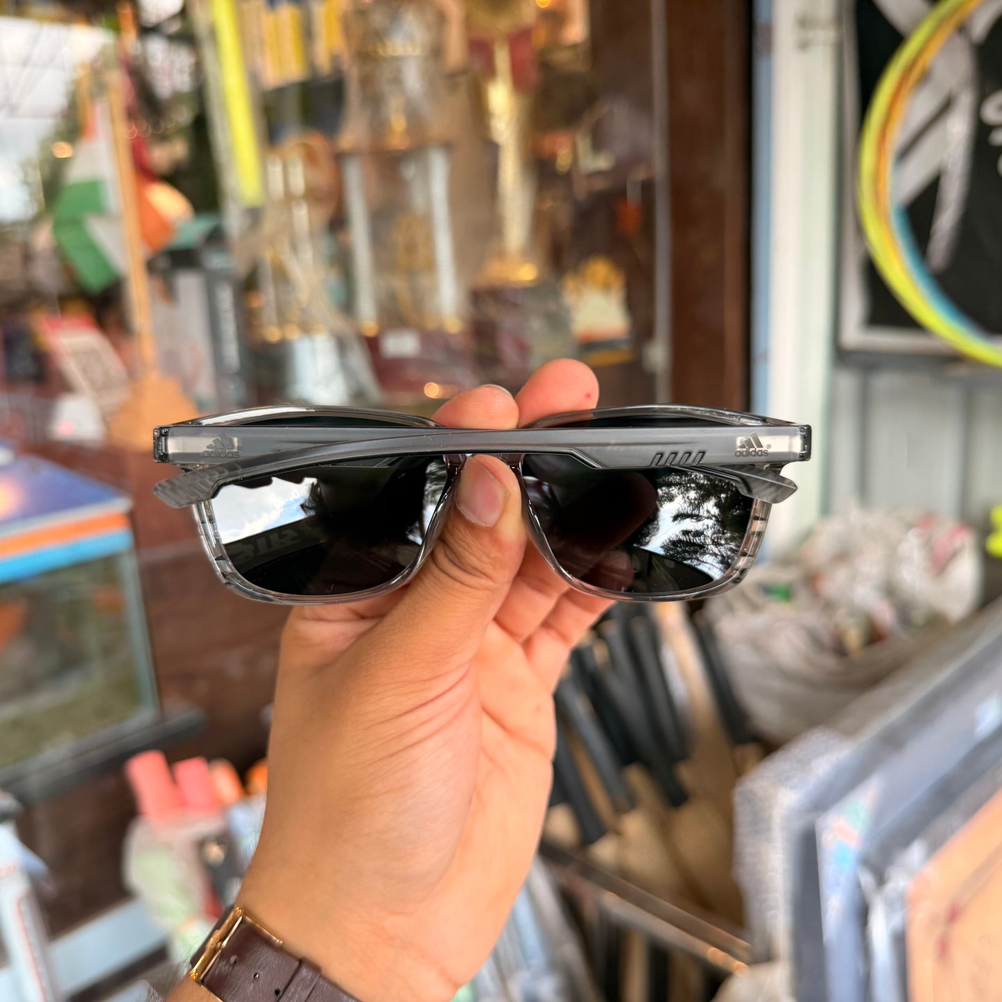 Adidas Gun-Black Mercury Polarised Premium Rectangle Frame Sports Sunglass with Free Sunglasses Cover