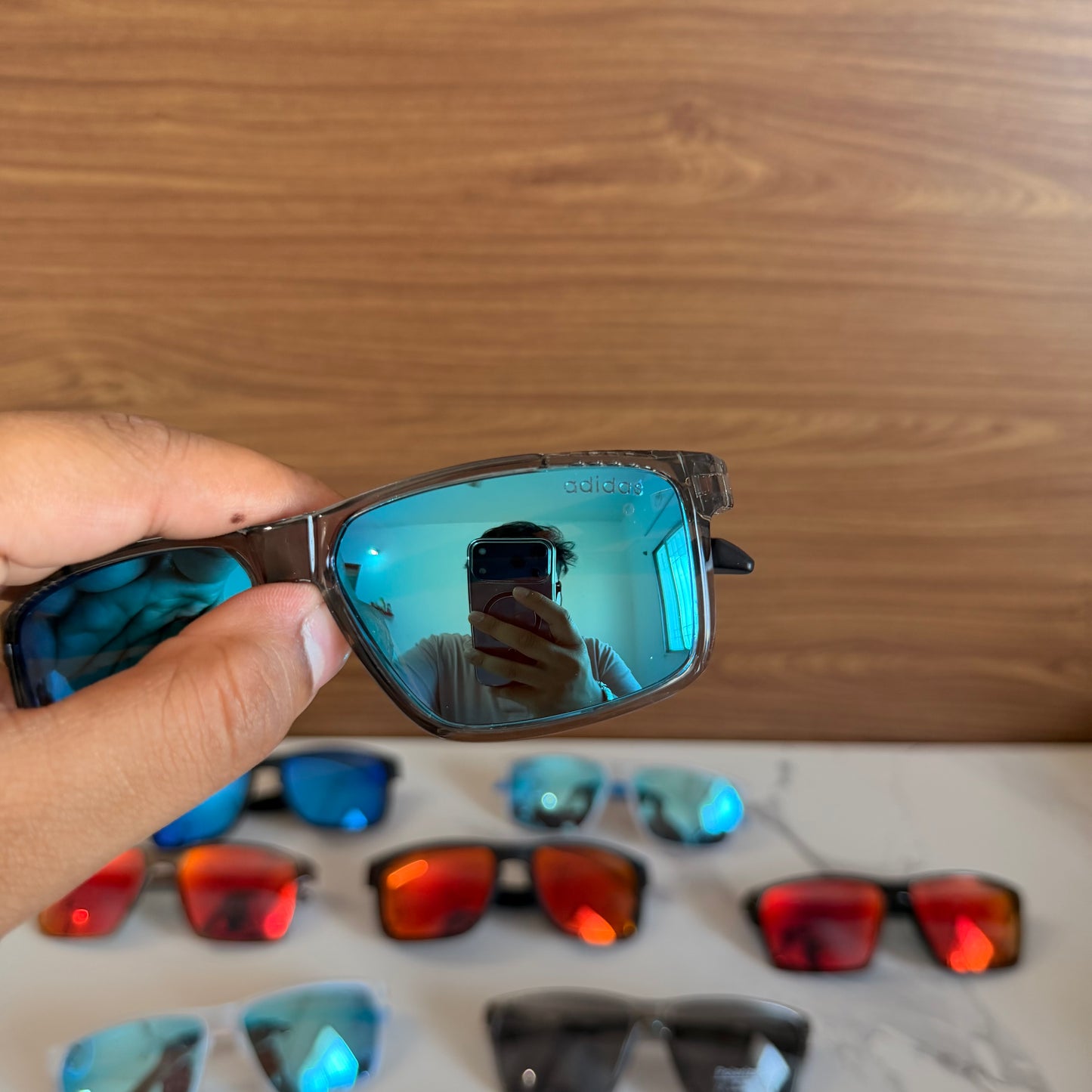 Adidas Black Blue Polarised Premium Rectangle Frame Sports Sunglass with Free Sunglasses Cover