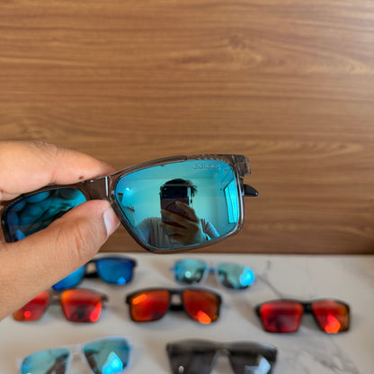 Adidas Black Blue Polarised Premium Rectangle Frame Sports Sunglass with Free Sunglasses Cover