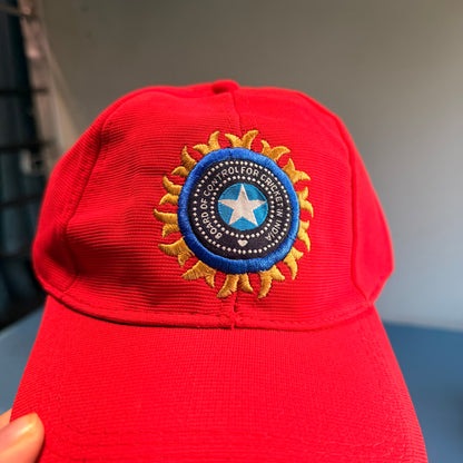 BCCI Red Colour Cricket Embroidered Cap