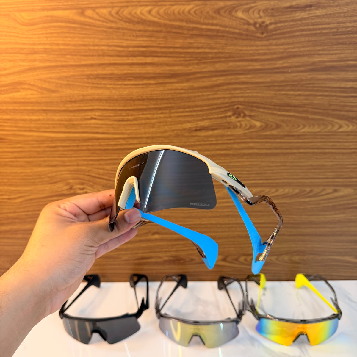 Stunt Wings Beige Blue Prizm Lens Premium Sports Sunglasses  | Comes With New Hyper Grip Technology | Non Foldable Straps | Highly Stable | Latest Collection