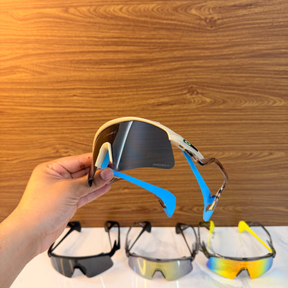 Stunt Wings Beige Blue Prizm Lens Premium Sports Sunglasses  | Comes With New Hyper Grip Technology | Non Foldable Straps | Highly Stable | Latest Collection