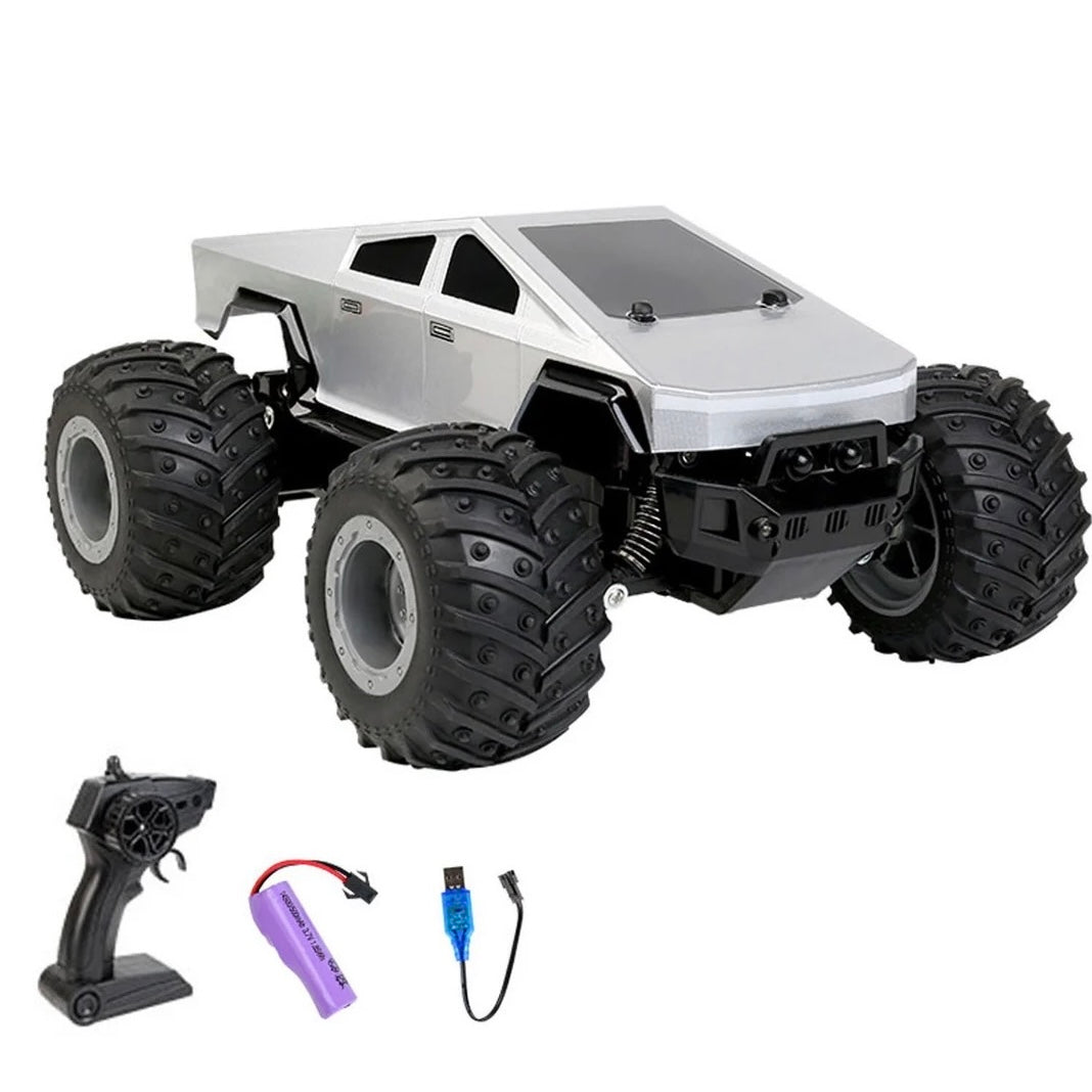 Cyber truck High Speed RC Car with Rechargeable Battery, LED Lights & Remote Controller Silver Colour