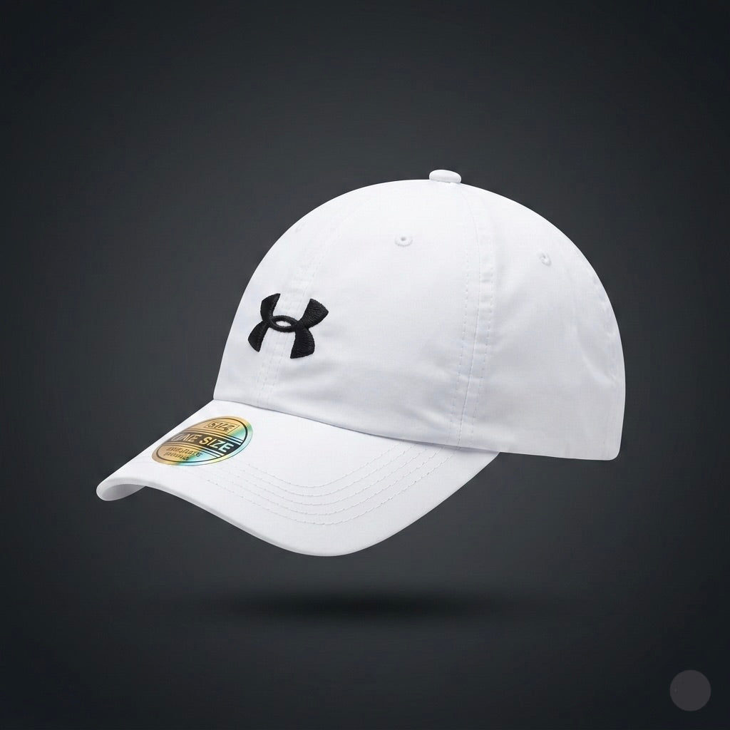 White Colour UA Sports Cap Parachute Fabric Best Unisex Sports Cap