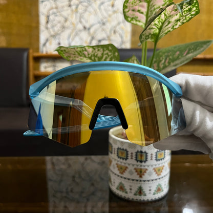 Hydra Blue Gold Premium Unisex Sports Sunglass