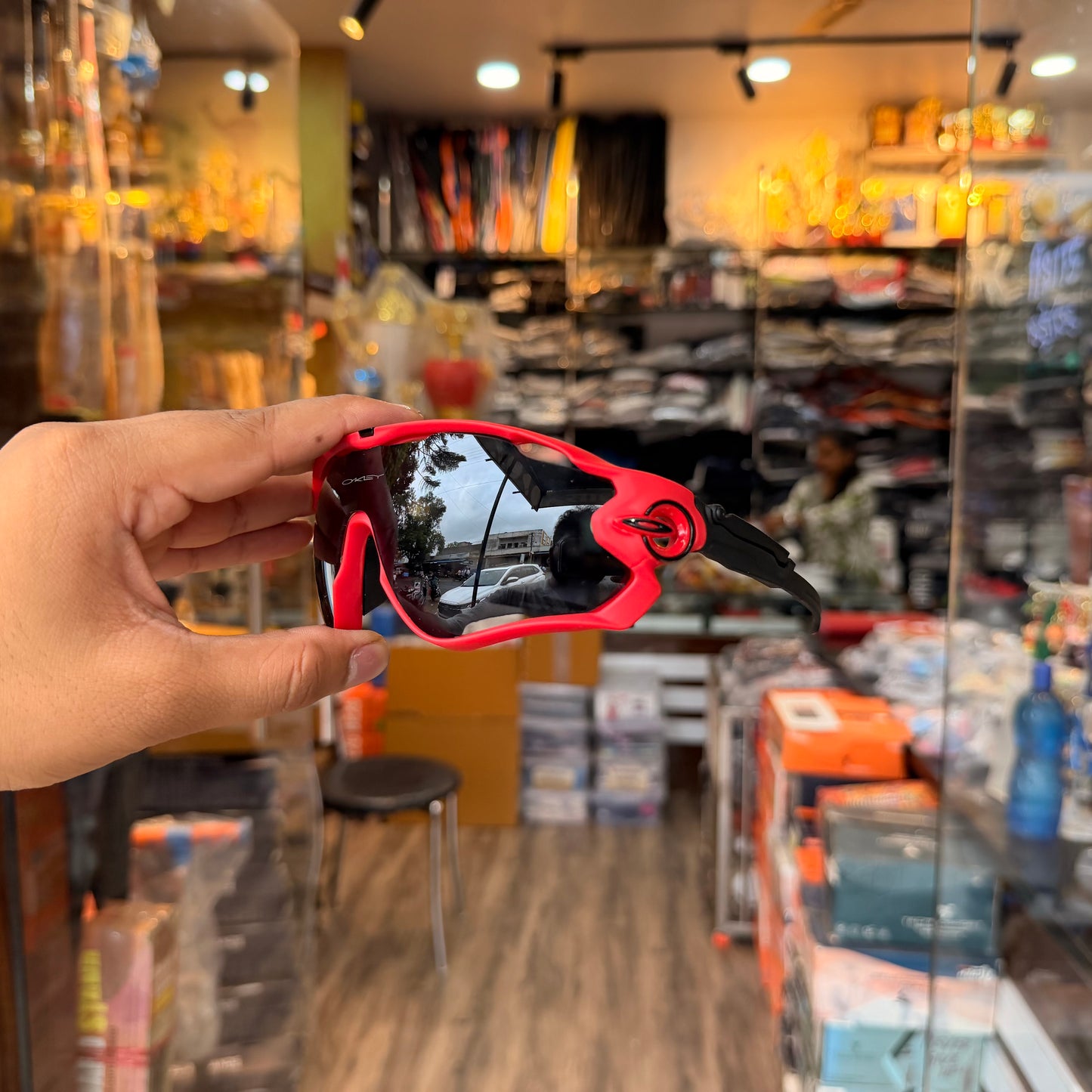 Jawbreaker Red-Black Premium Sports Sunglasses