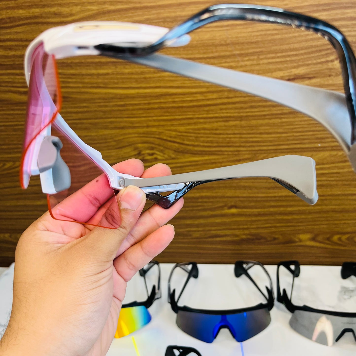 Stunt Wings White-Pink Prizm Lens Premium Sports Sunglasses  | Comes With New Hyper Grip Technology | Non Foldable Straps | Highly Stable | Latest Collection