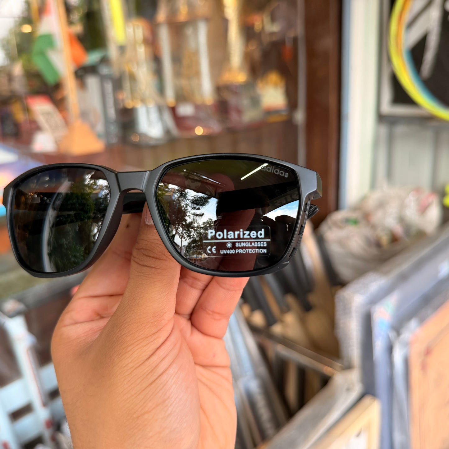 Adidas All Black Mercury Polarised Premium Rectangle Frame Sports Sunglass with Free Sunglasses Cover