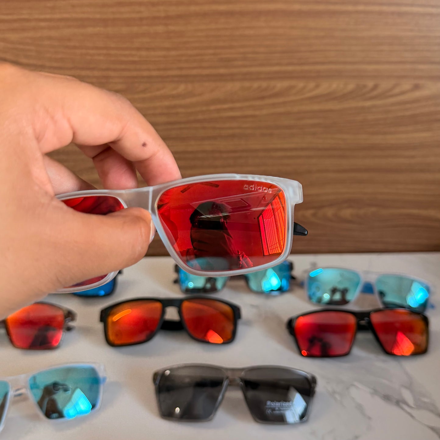 Adidas Trans Mercury Polarised Premium Rectangle Frame Sports Sunglass with Free Sunglasses Cover