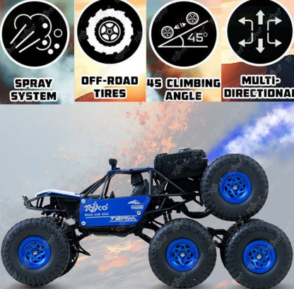 Hi-Speed Rechargeable Remote Control Rock Crawler Car Toy | 8 Tyres Monster Truck Rock Crawler | 50° Climbing RC Car 4x4 Off-Road Car Toy | Red | in-Built Battery