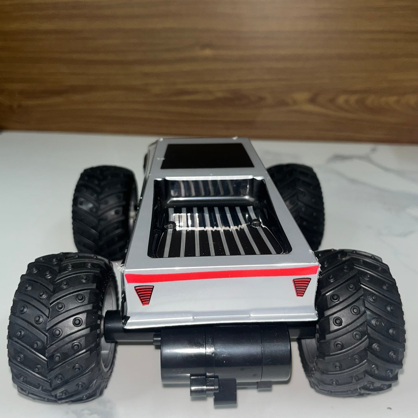 Cyber truck High Speed RC Car with Rechargeable Battery, LED Lights & Remote Controller Silver Colour