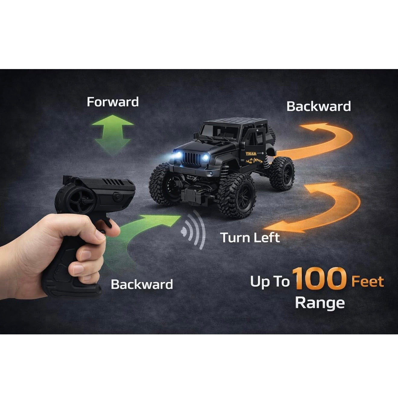 RC Thar Roxx Climber High Speed With Mist Spray Led Light, 2WD, Type-C Charing, 75ft Range
