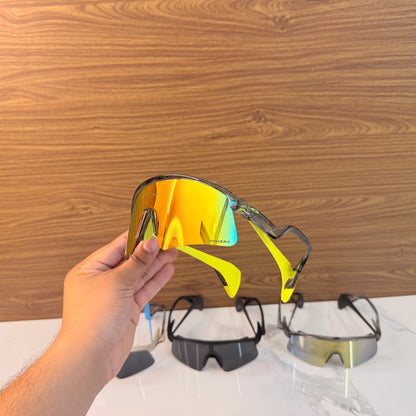 Stunt Wings Trans Merceury Yellow Rubber Grip Prizm Lens Premium Sports Sunglasses  | Comes With New Hyper Grip Technology | Non Foldable Straps | Highly Stable | Latest Collection
