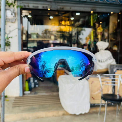 Sphaera White-Blue Premium Sports Sunglasses Best For Outdoor Sports And Adventures