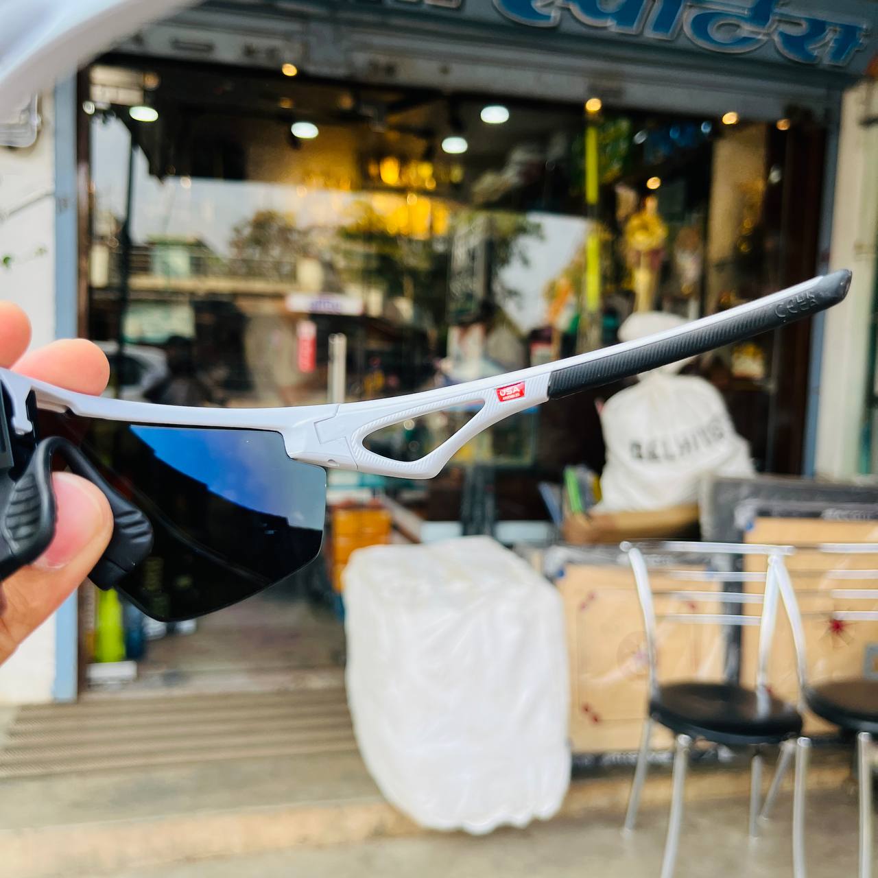 Sphaera White-Blue Premium Sports Sunglasses Best For Outdoor Sports And Adventures