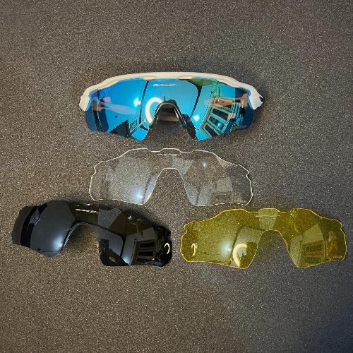 Att. Radar Aqua White With 3 Attachment Lens Unisex High Quality Sports Sunglasses