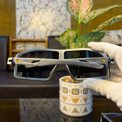 Ferrari FZ Matt Silver Colour Premium High Quality Sunglasses