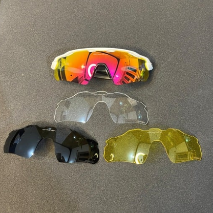 Att. Radar Mercury White With 3 Attachment Lens Unisex High Quality Sports Sunglasses