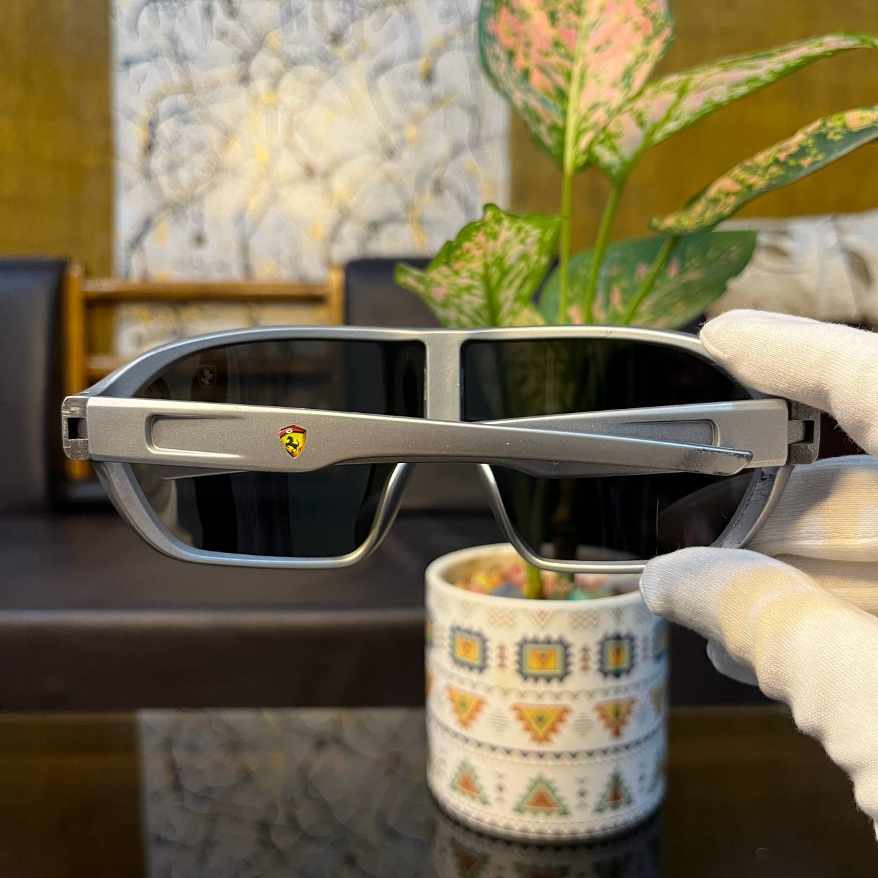 Ferrari Big Full Silver Colour Premium High Quality Sunglasses