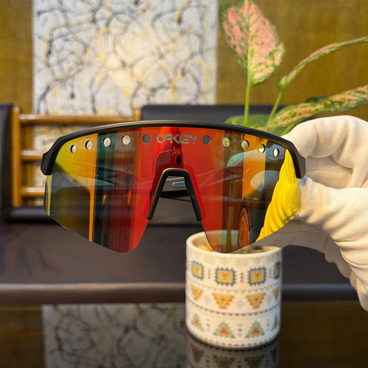 Sweep Vented Black-Mercury Colour Premium Sports Sunglasses