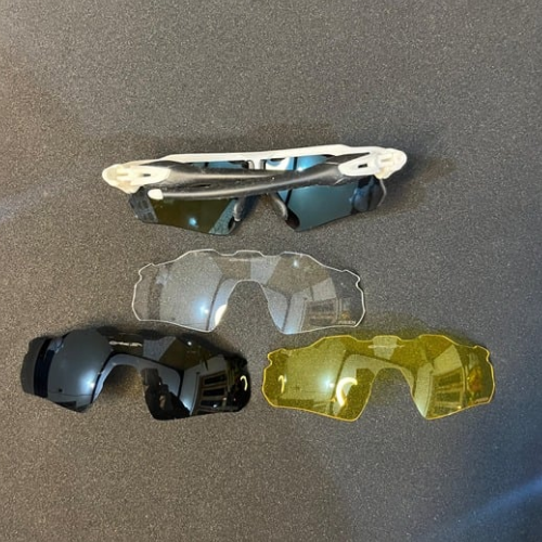 Att. Radar Aqua White With 3 Attachment Lens Unisex High Quality Sports Sunglasses